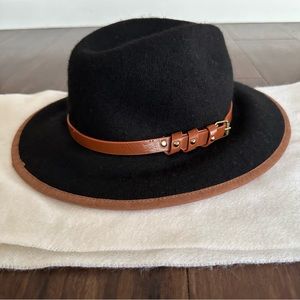 NWOT Anthropologie Black Wool Fedora Hat
